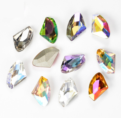 Ax-shaped K9 Rhinestone: premium, sparkling. K9 glass, unique shape, various sizes. For jewelry, DIY, embellishments. Wholesale & Retail.