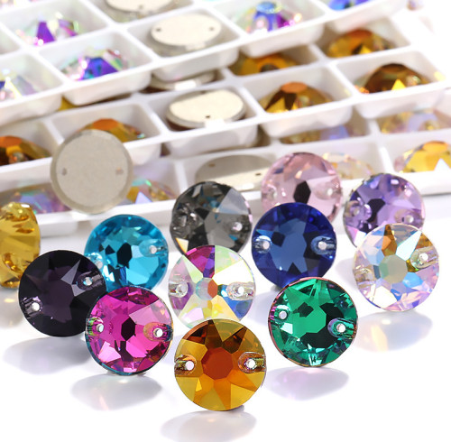 Wholesale Round Double-Hole Rhinestones | OEM K9 Flatback Gems