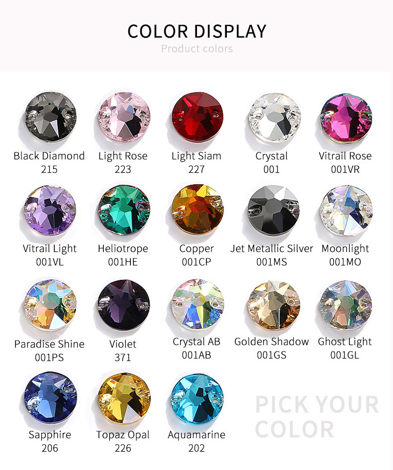 Round Flatback Double-Hole K9 Rhinestones