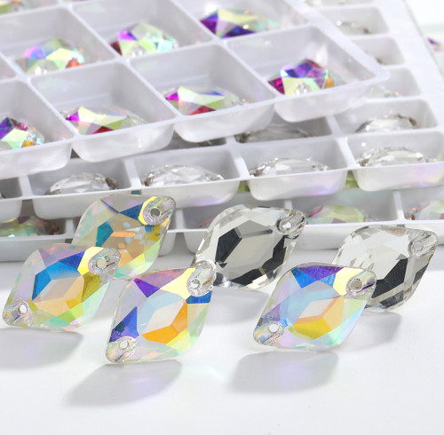 Wholesale Double-Hole Lemon Shape Rhinestones | OEM K9 Flatback Faceted Gems