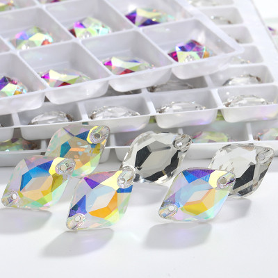 Wholesale Double-Hole Lemon Shape Rhinestones | OEM K9 Flatback Faceted Gems