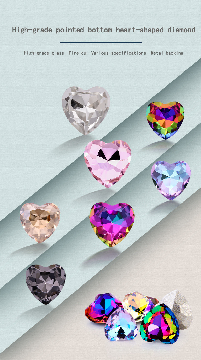 Peach Heart Pointed-Back Fancy Stones