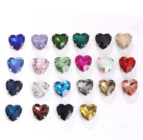 Heart-Shaped Prong-Set Glass Diamond | Sparkling & Durable | Zinc Alloy Base, 10mm Size, Decorative | Wedding Decor/Gift Packaging/Jewelry DIY | B2B E-commerce + Bulk Wholesale