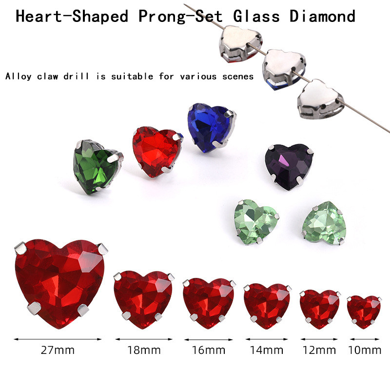 Heart-Shaped Prong-Set Glass Diamond