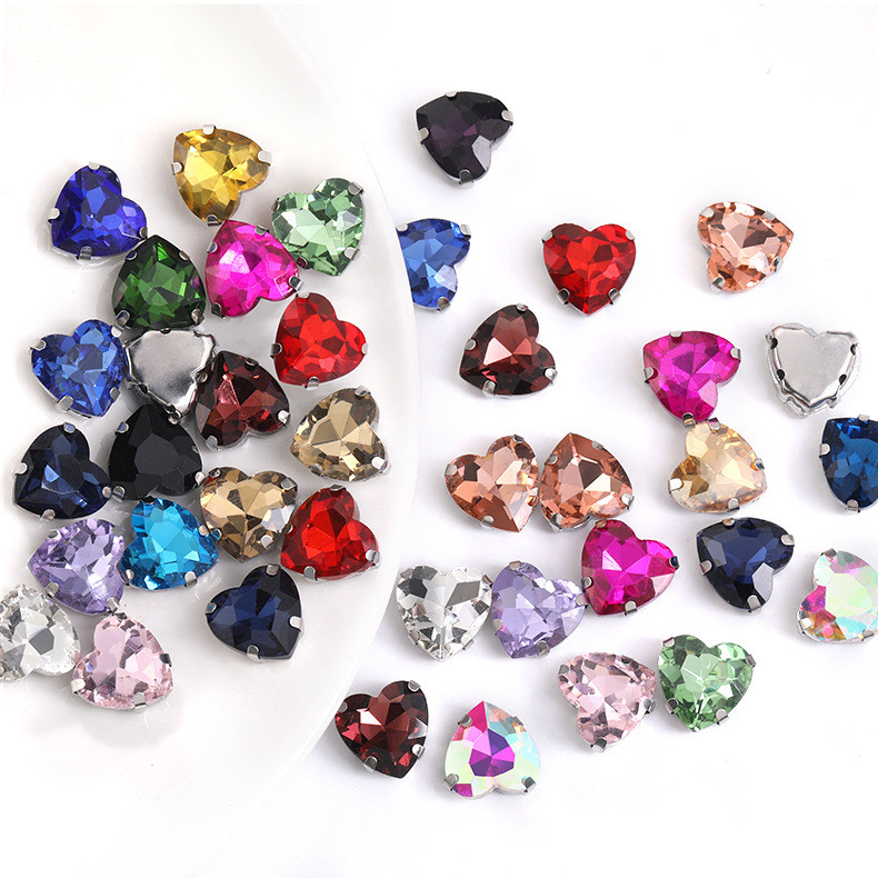 Heart-Shaped Prong-Set Glass Diamond