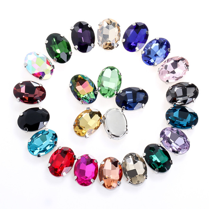 Oval Pointed-Back Rhinestones with Industrial Adhesive | Crystal Glass (3-20mm) | for Apparel, Bags, Shoes & Accessories | Bulk & OEM