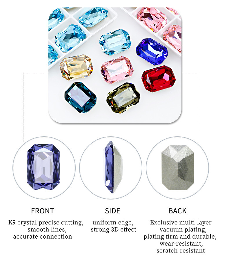 Rectangular Octagon Cut Crystal Rhinestone