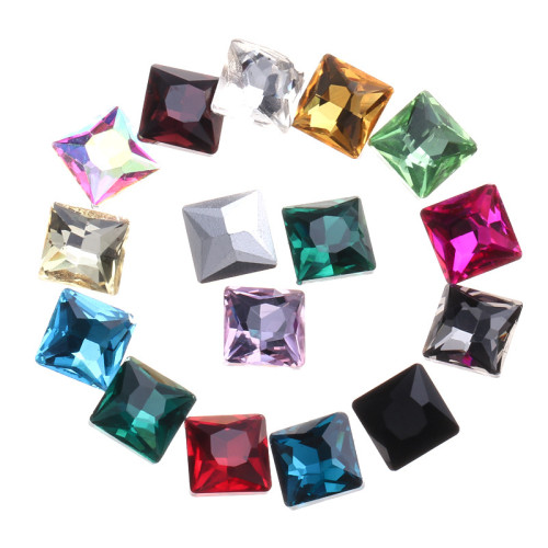 Square Crystal Rhinestones | AB Coated Flatback Gems | for Nail Art, Fashion, DIY Crafts (8-14mm)