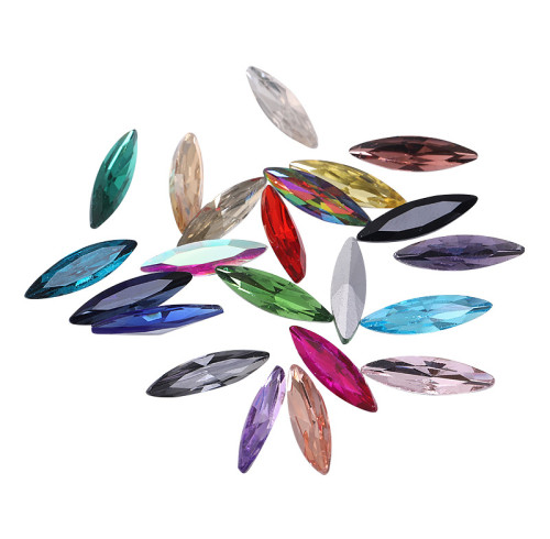 Pointed Back Marquise Crystal Rhinestones | Coated Flatback Gems | for Nail Art, Fashion, DIY Crafts (4*15mm)