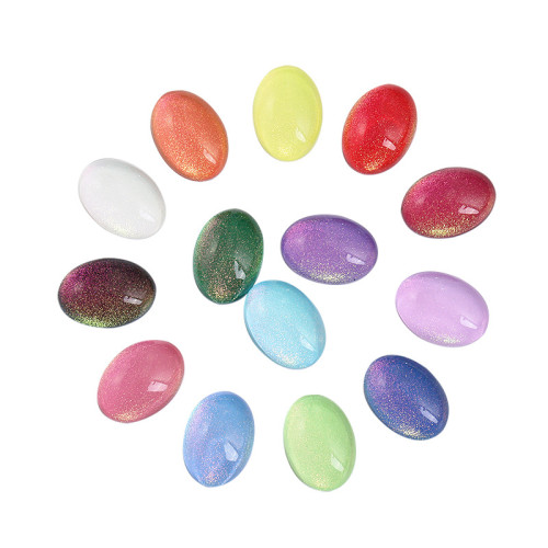 Oval Smooth Aurora Mocha Glass Rhinestones - Bright & Easy to Use. High-Quality Aurora Coating, Smooth Cabochon Shine. For Jewelry/Crafts. Factory Orders & Customization.