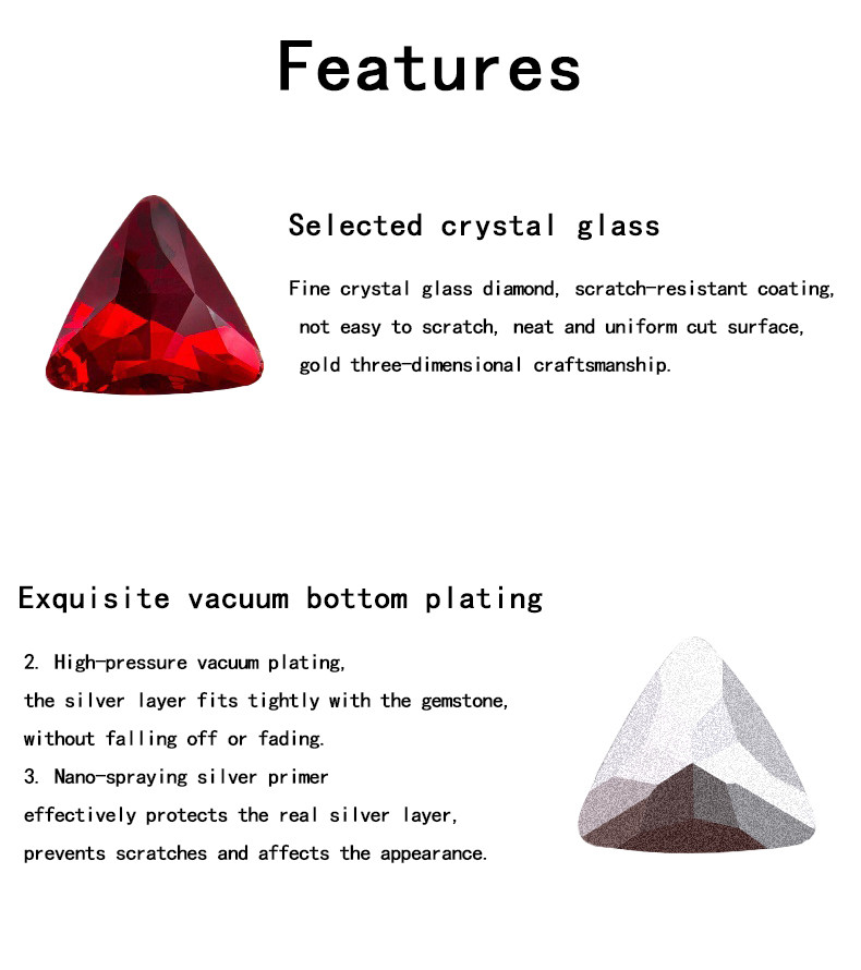 Triangular Fancy Cut Glass Rhinestones