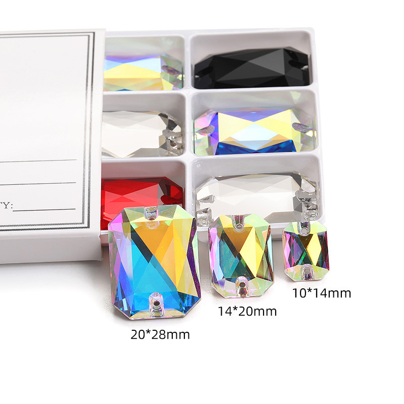 Rectangular octagon double hole flatback rhinestones