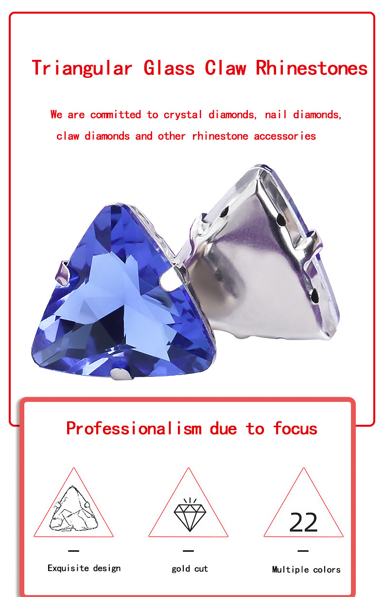 Triangular Glass Claw Rhinestones