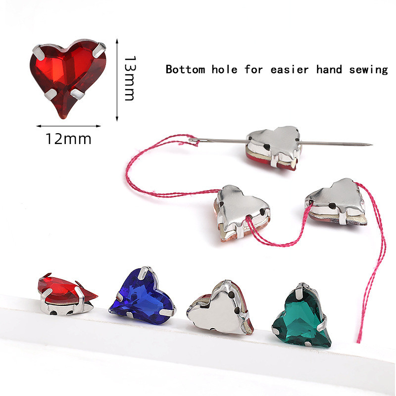 Heart-Shaped Crystal Rhinestones with White Gold Prong Setting