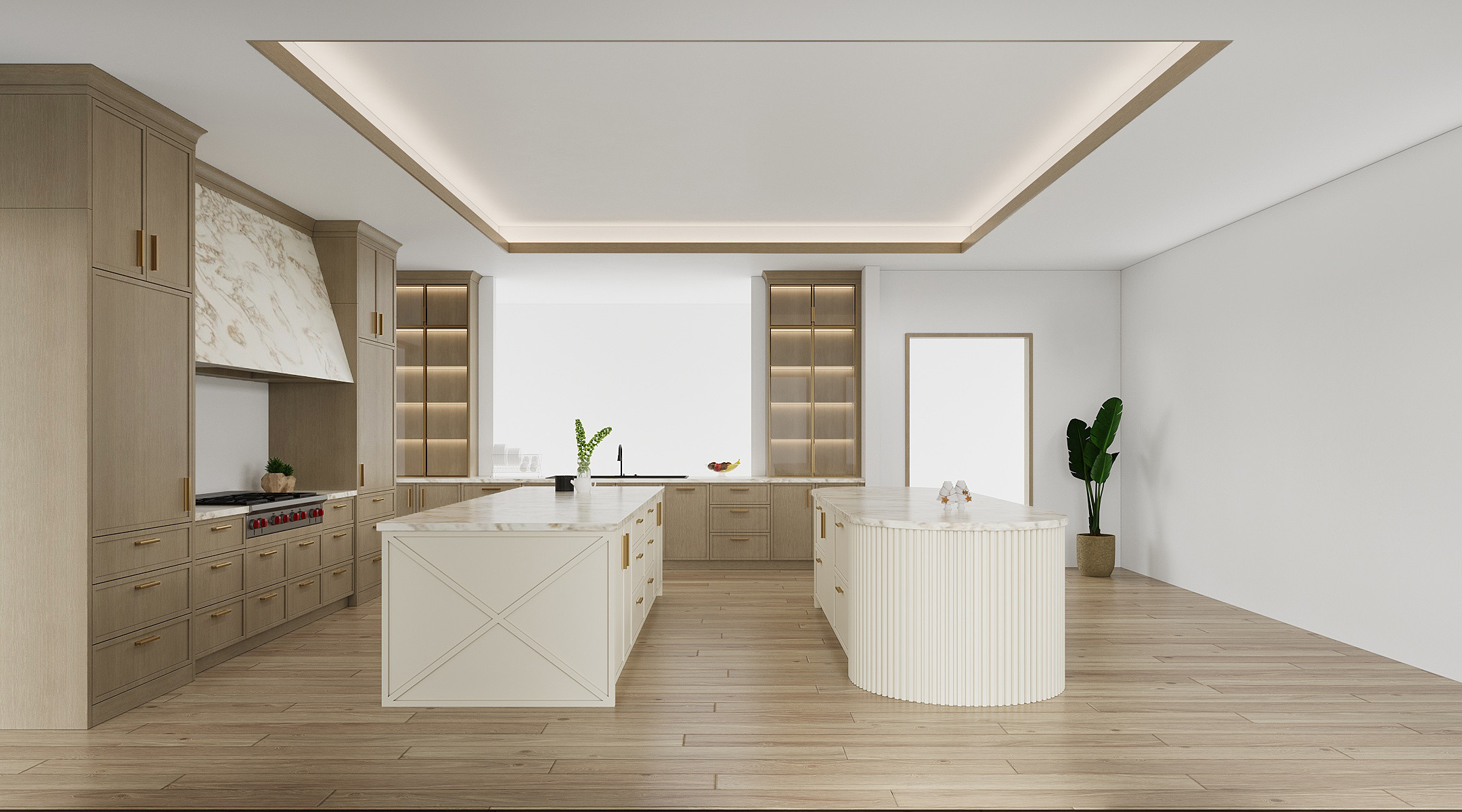 High-End Traditional Customzation Kitchen Cabinet 3D Rendering