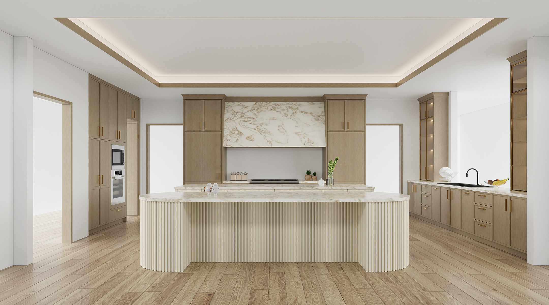 High-End Traditional Customzation Kitchen Cabinet 3D Rendering