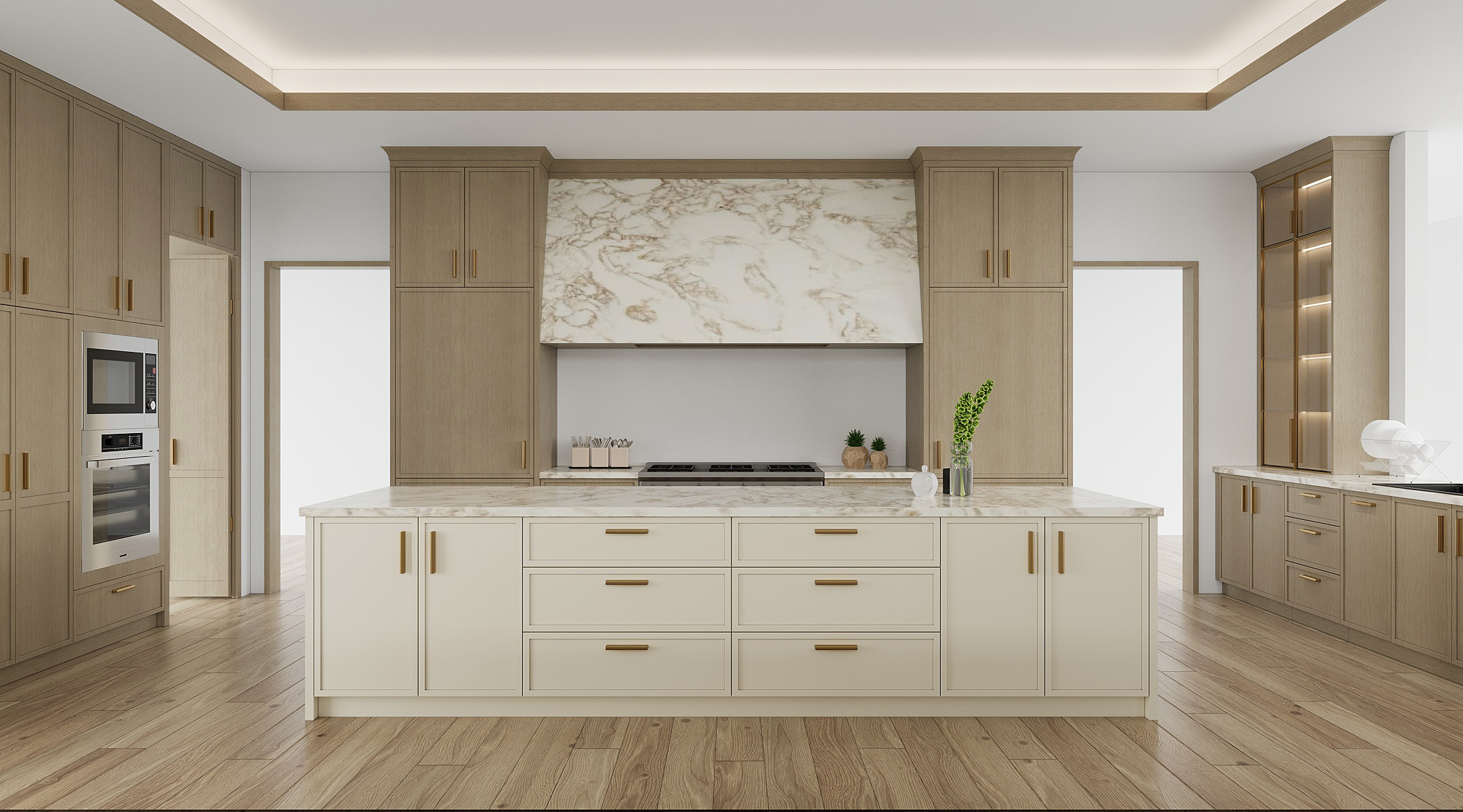 High-End Traditional Customzation Kitchen Cabinet 3D Rendering