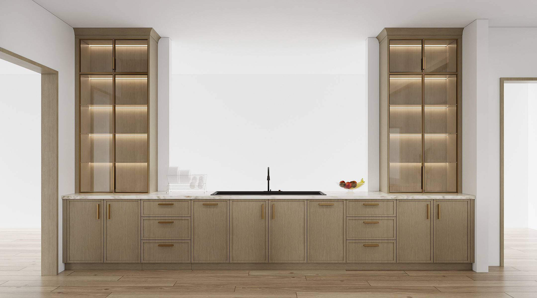 High-End Traditional Customzation Kitchen Cabinet 3D Rendering