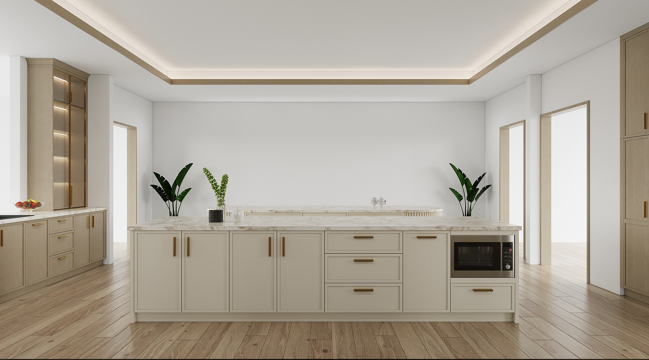 High-End Traditional Customzation Kitchen Cabinet 3D Rendering