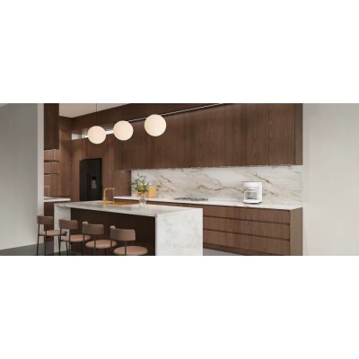 Morden High-End Luxy | Walnut Timber Veneer | Kitchen Cabinets | ODM Customization