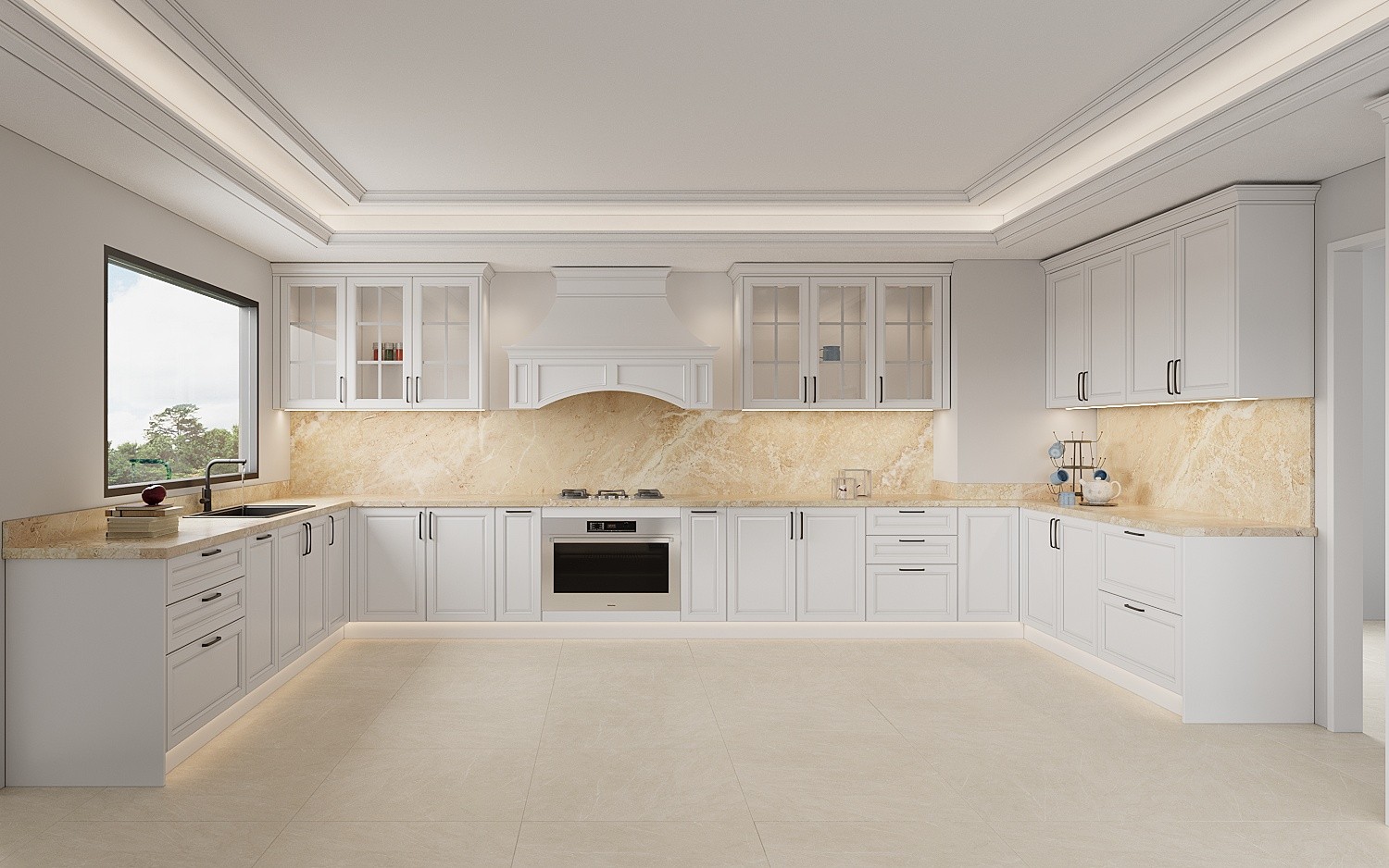 Classic Shaker U-Style Timber Matt Finish Kitchen Cabinets