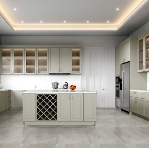 Modern | Cherry Timber Lacquer | Kitchen Cabinets with Island | ODM Customization
