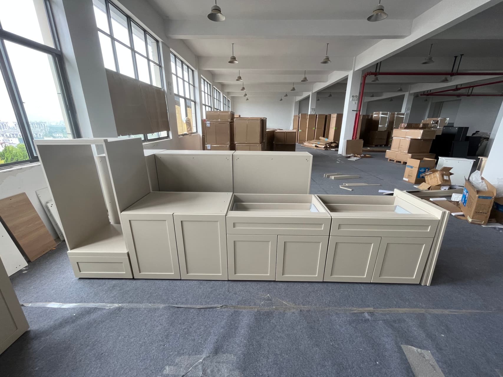 Modern Cherry Timber Lacquer Kitchen Cabinets with Island-Inspection Process