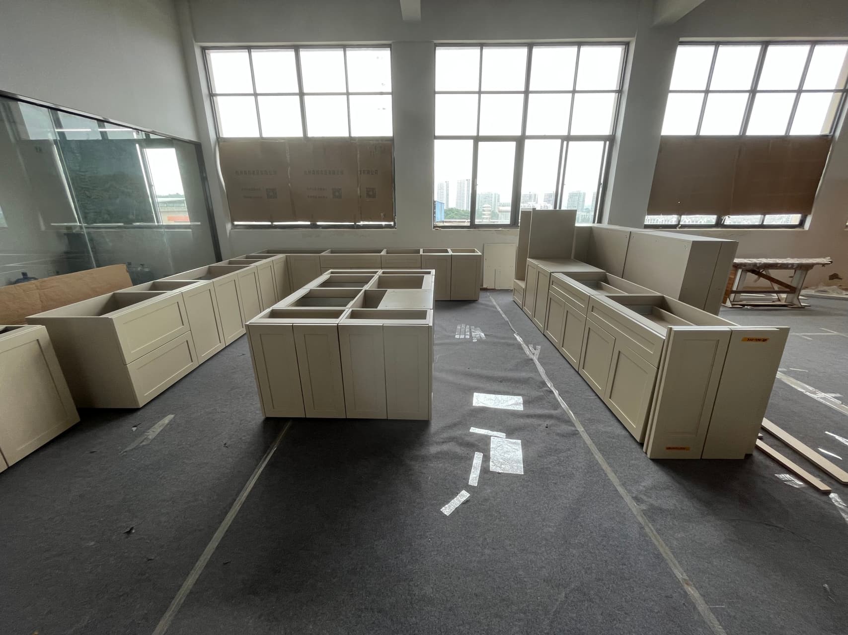 Modern Cherry Timber Lacquer Kitchen Cabinets with Island-Inspection Process