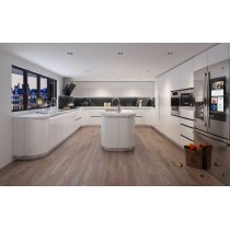 Modern | White High-Gloss Lacquer U-Style Layout | Kitchen Cabinets with Island | ODM Customization