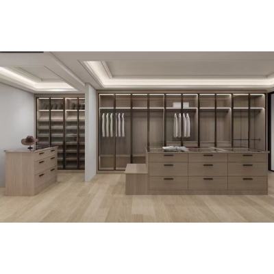 Modern | Melamine & Glass Door |Walk in Cabinet with Island | ODM Customization