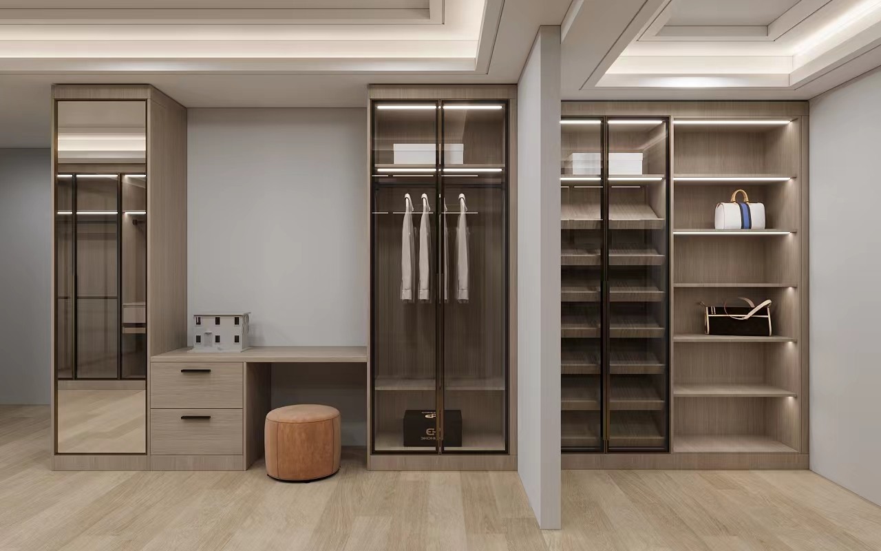 Modern | Melamine ＆ High-Gloss Lacquer | Kitchen Cabinets with Island-3D Rendering