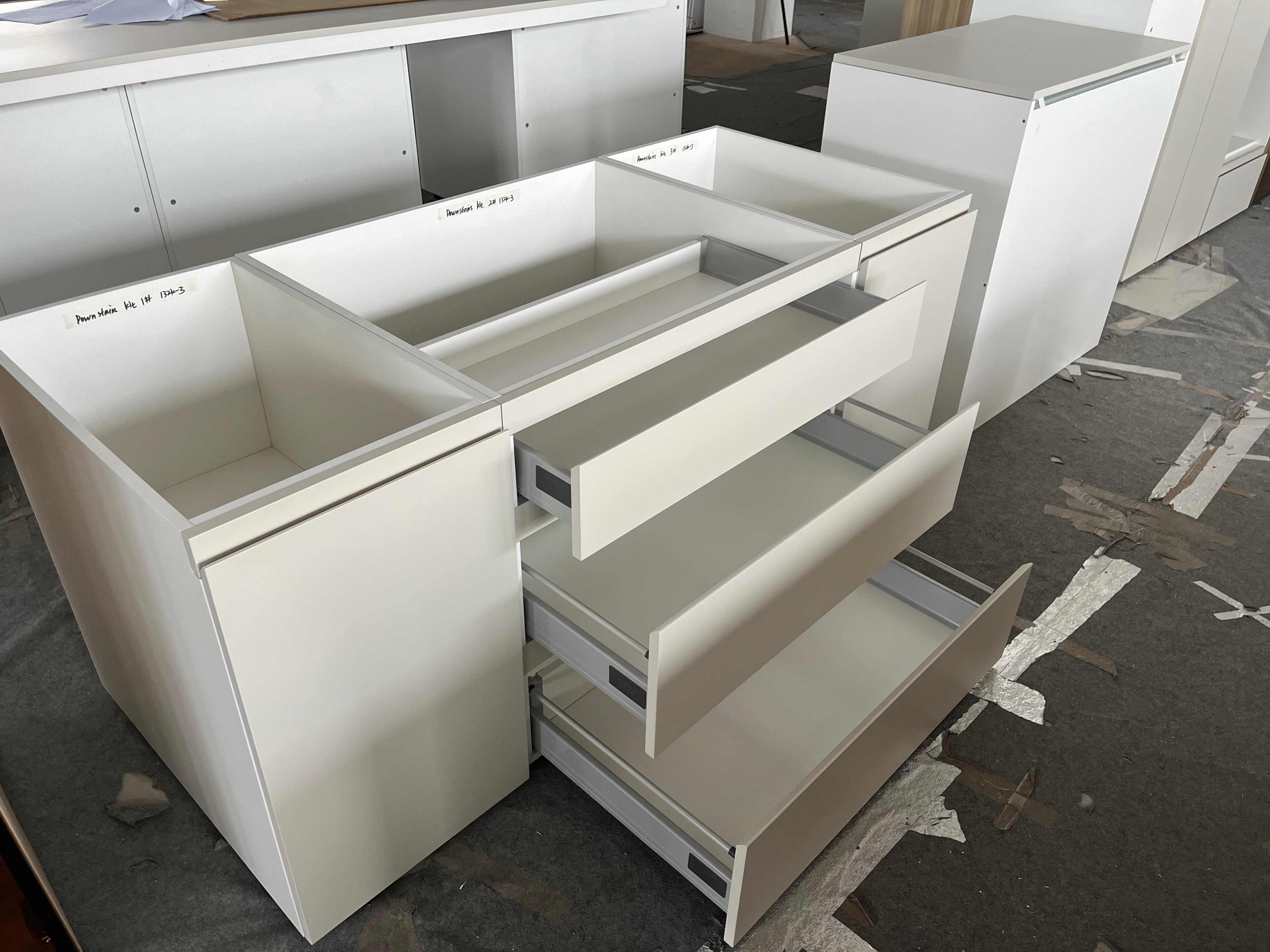 Modern Glass & Matte Lacquer Living Room Cabinets 