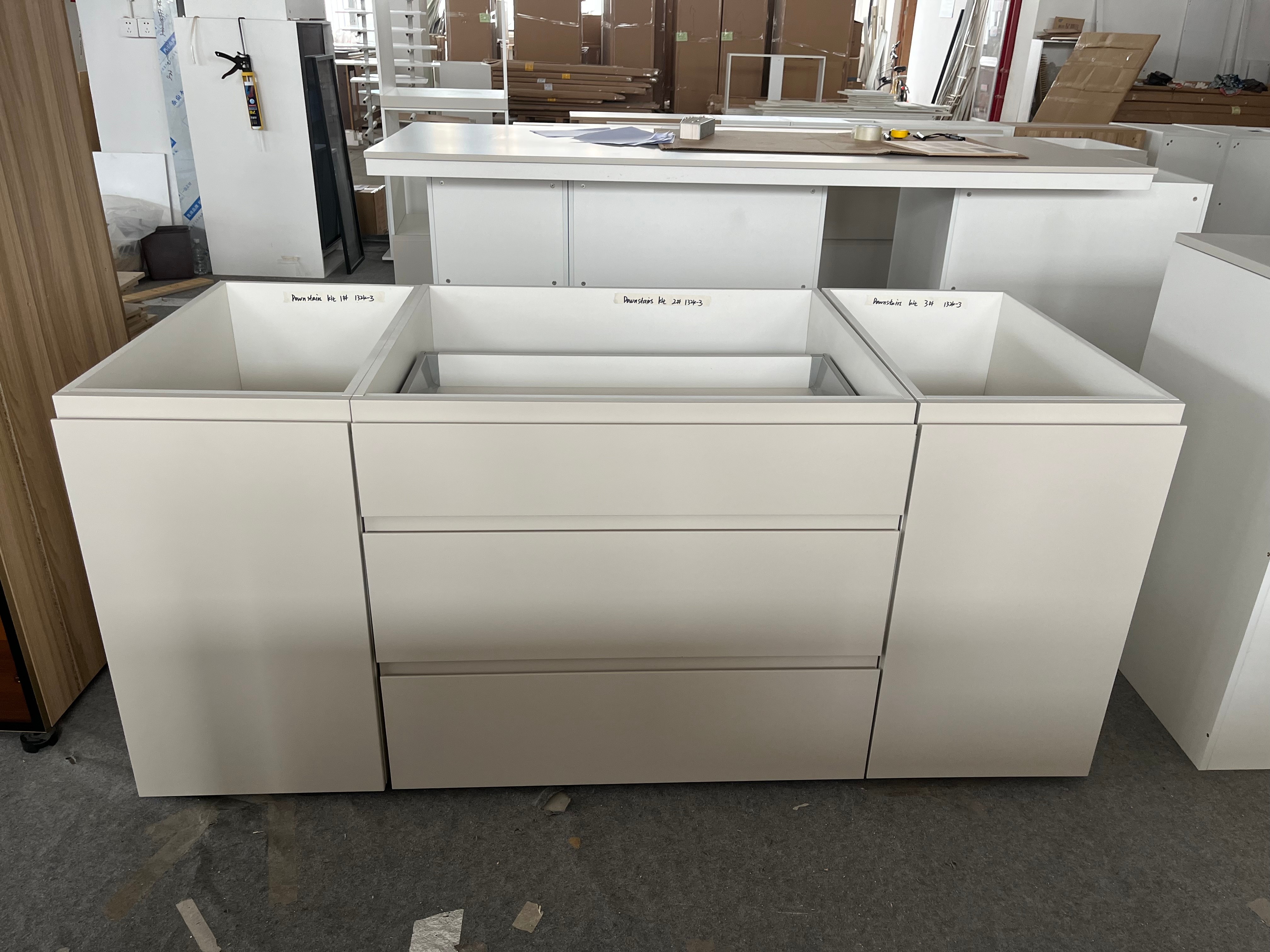 Modern Glass & Matte Lacquer Living Room Cabinets 