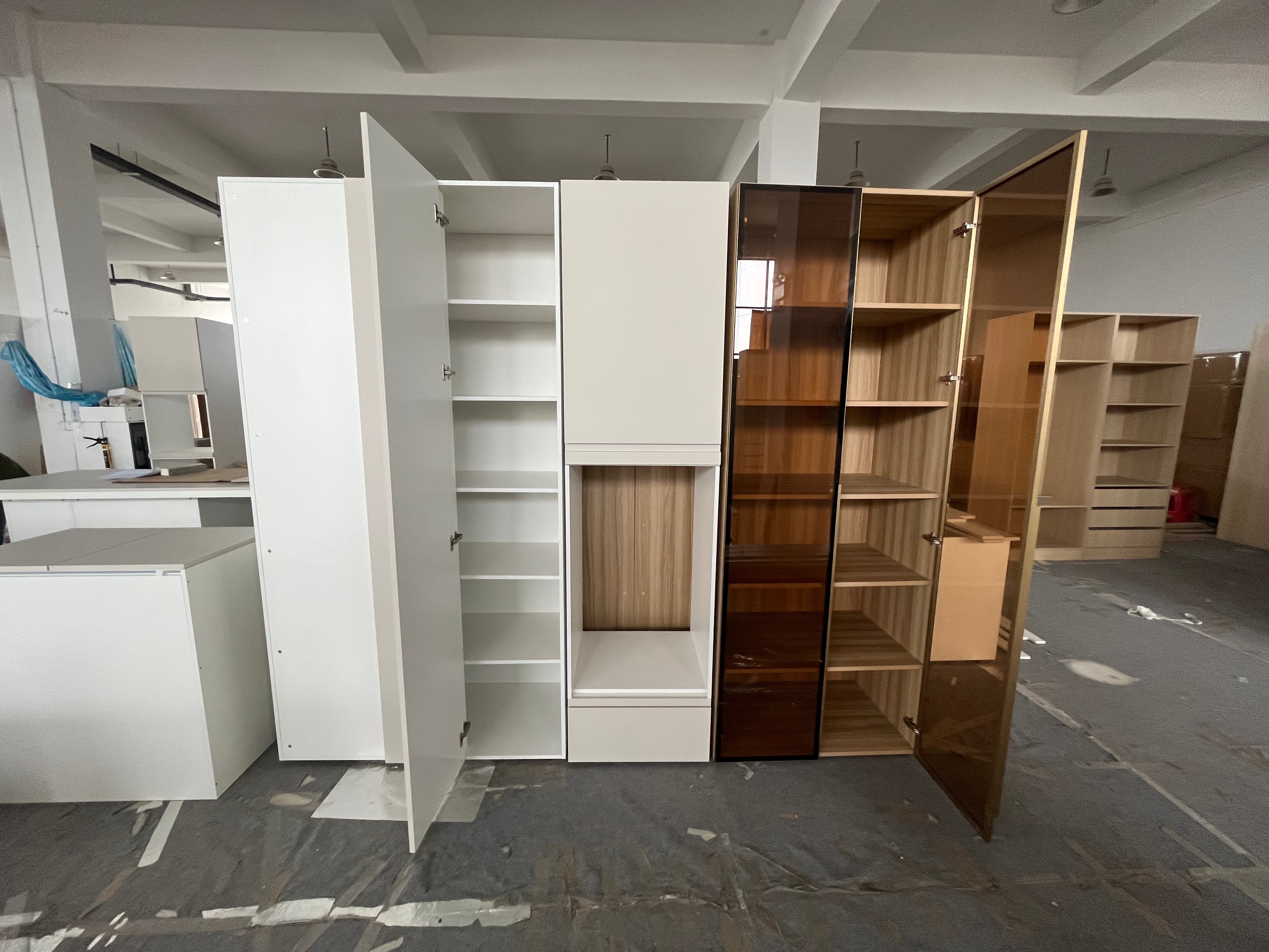 Modern Glass & Matte Lacquer Living Room Cabinets 