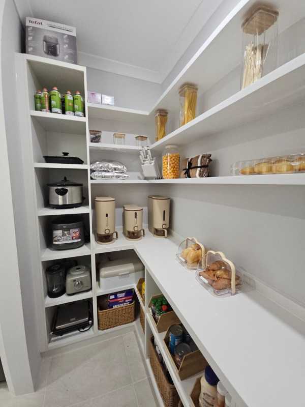 Modern Smart Home Design | White Color Melamine Finish | Custom Pantry Cabinets