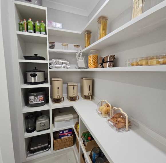 Modern Smart Home Design | White Color Melamine Finish | Custom Pantry Cabinets