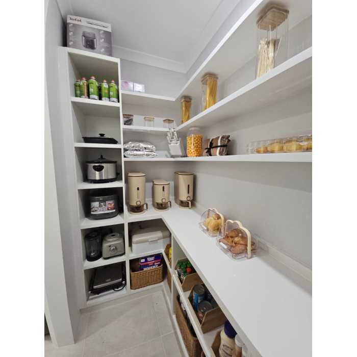 Modern Smart Home Design | White Color Melamine Finish | Custom Pantry Cabinets
