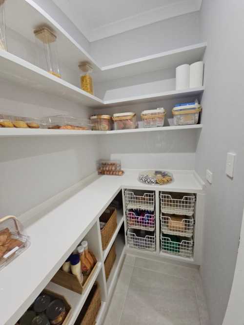 Modern Smart Home Design | White Color Melamine Finish | Custom Pantry Cabinets