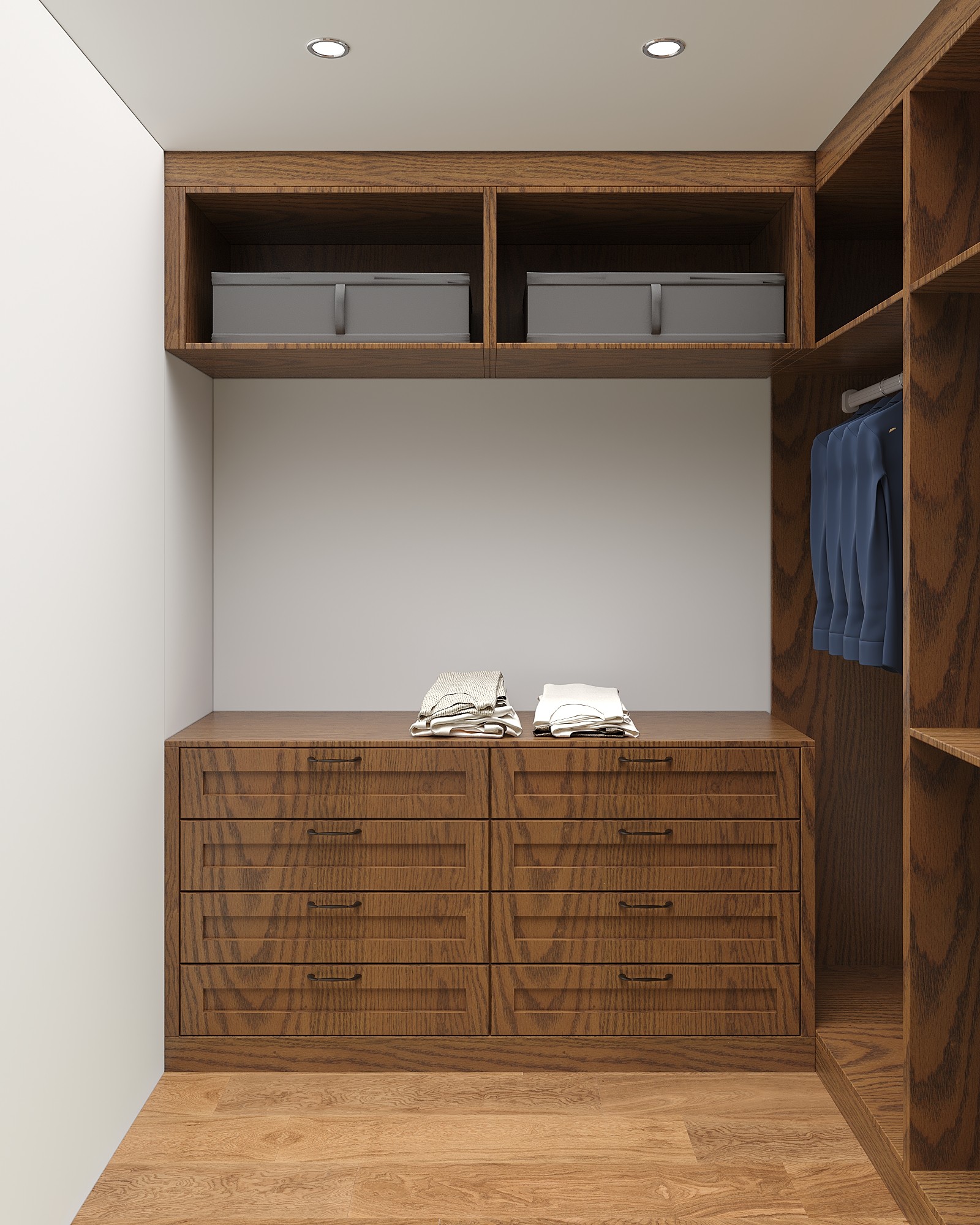 Modern | Melamine ＆ High-Gloss Lacquer | Kitchen Cabinets with Island-3D Rendering