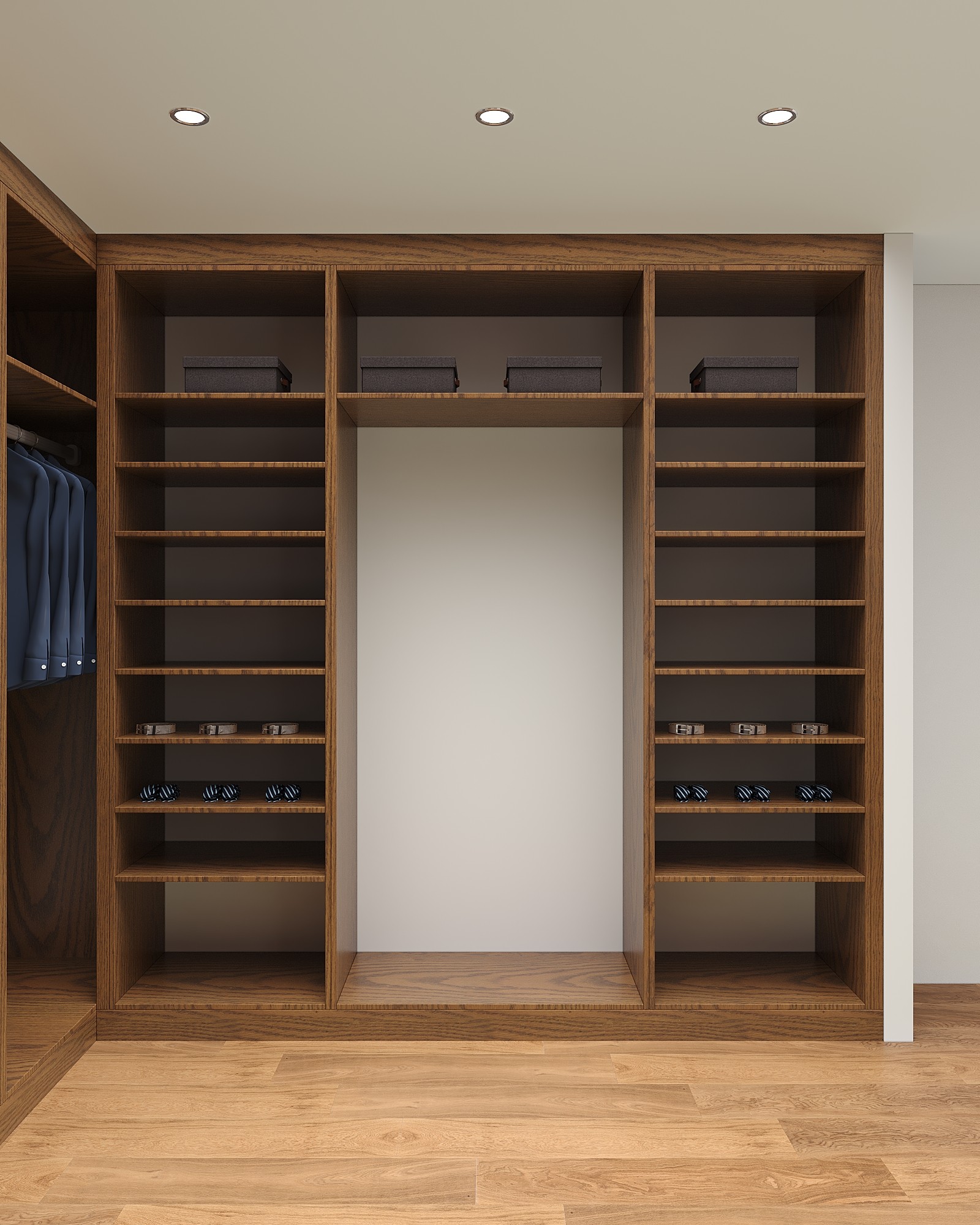 Modern | Melamine ＆ High-Gloss Lacquer | Kitchen Cabinets with Island-3D Rendering
