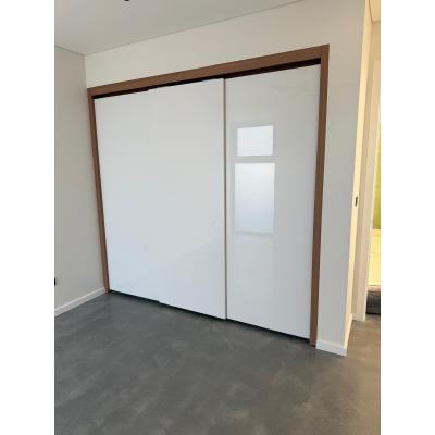 Modern Flat Design | White Acrylic Finish | Sliding Doors Closet Cabinets | ODM Customization