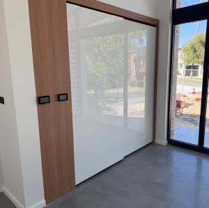 Modern Flat Design | White Acrylic Finish | Sliding Doors Closet Cabinets | ODM Customization