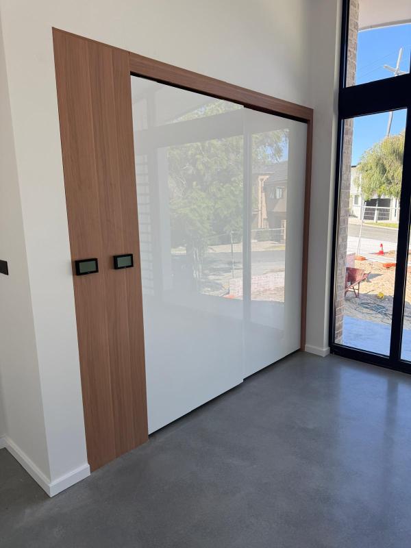 Modern Flat Design | White Acrylic Finish | Sliding Doors Closet Cabinets | ODM Customization