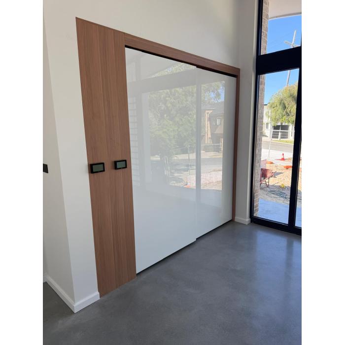 Modern Flat Design | White Acrylic Finish | Sliding Doors Closet Cabinets | ODM Customization
