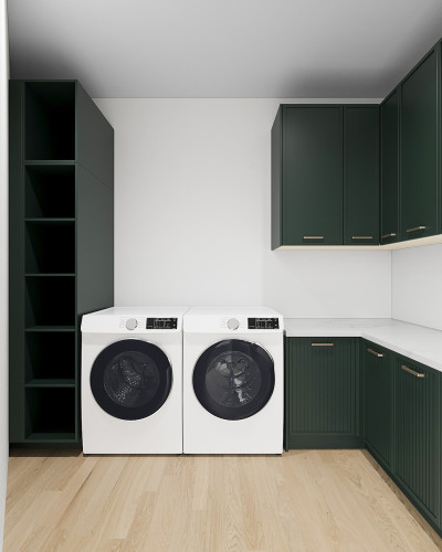 Traditional | Matt Lacquer Cabinetry |Walk in Laundry |Timber|Vertical Groove|ODM Customization