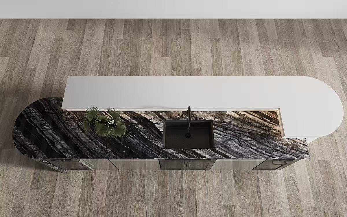 Classic High End Oak Timber Kitchen Cabinets-3D rendering ideas