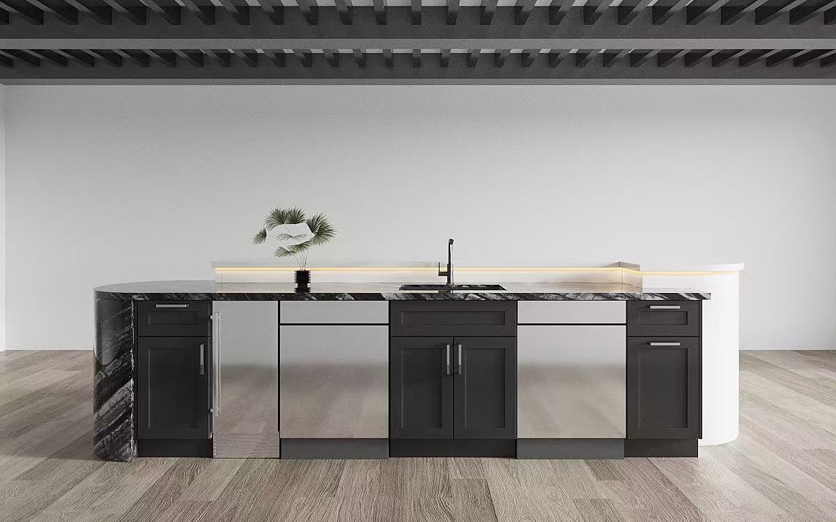 Classic High End Oak Timber Kitchen Cabinets-3D rendering ideas