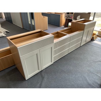 Transitional | Fluted Door & Thick Board Countertop Cabinets | Custom Study Room | ODM Customization