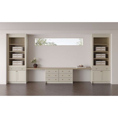 Transitional | Fluted Door & Thick Board Countertop Cabinets | Custom Study Room | ODM Customization