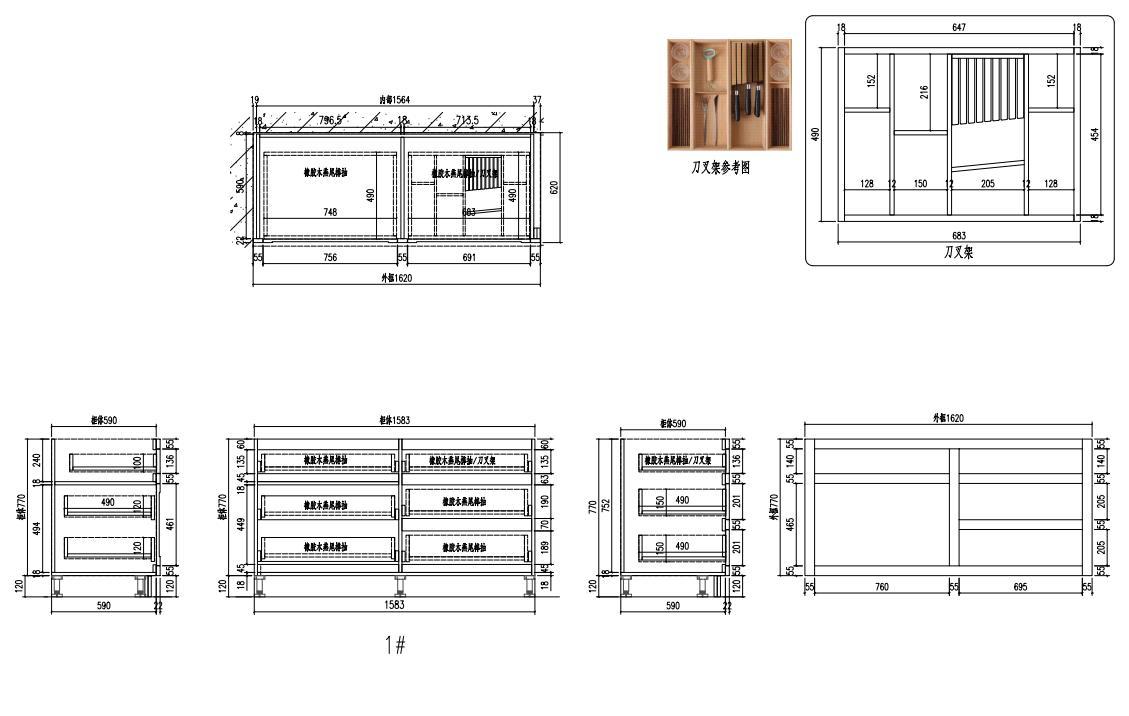 Classic High End Oak Timber Kitchen Cabinets-CAD Design Drawing